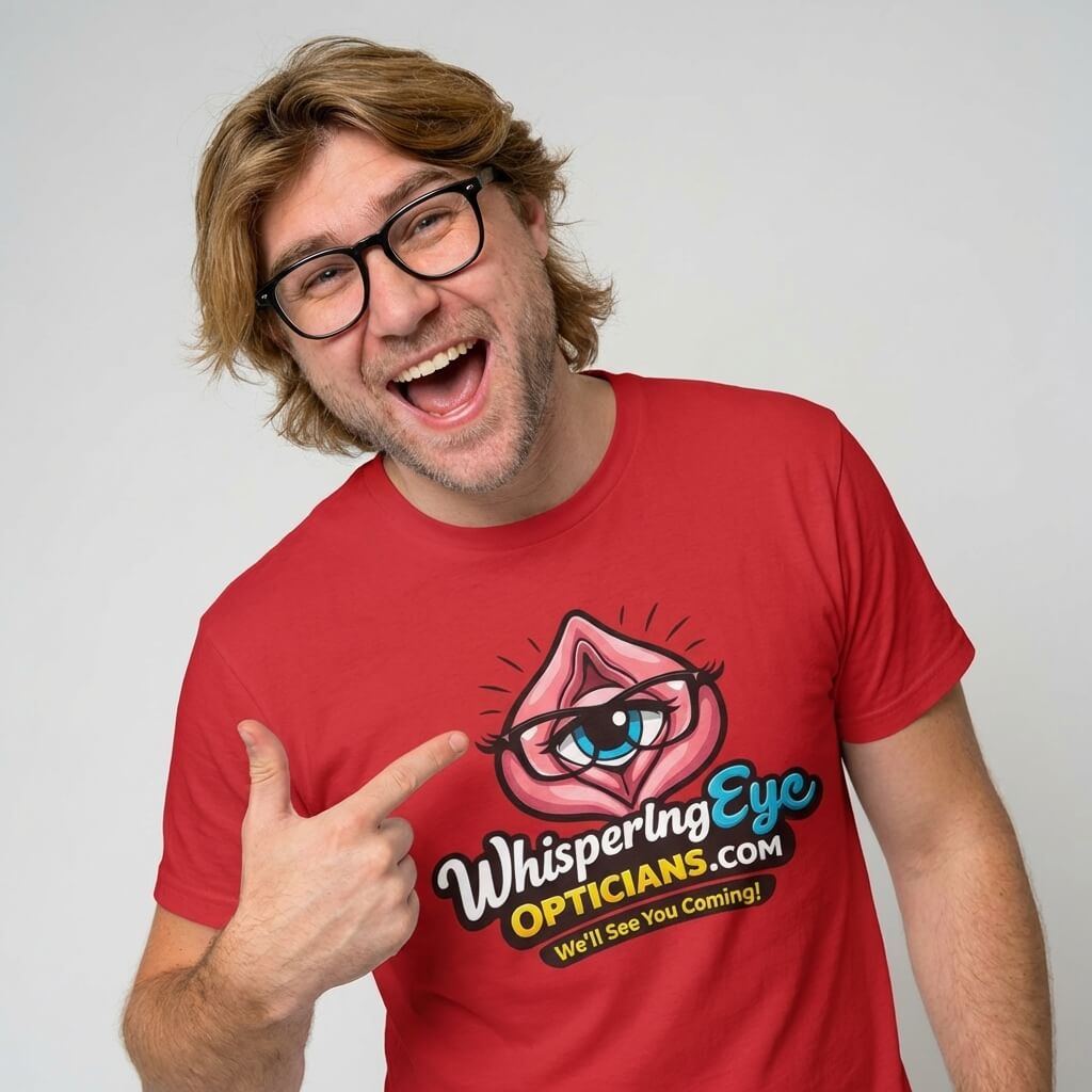 Whispering Eye Opticians Logo Tee (We'll See You Coming!) - Shit Shirt Club 